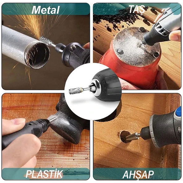 Freze Uç H Tipi Törpü Kalıpçı Metal Demir Ahşap Plastik Taş Oyma Makinesi Ucu Matkap Uyumlu ürün görseli 1