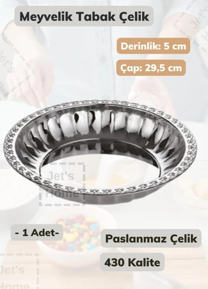 Çelik Meyvelik Tabak 29,5 cm Paslanmaz Çelik Tabak ürün görseli 1