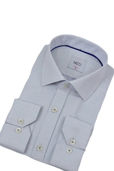 Erkek Puantiyeli Slim Fitt Uzun Kol Gömlek 2402 BGL-ST04385 ürün görseli 1