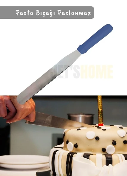 Pasta Bıçağı Tırtıklı Pasta Spatulası Paslanmaz Çelik 38 cm ürün görseli 1