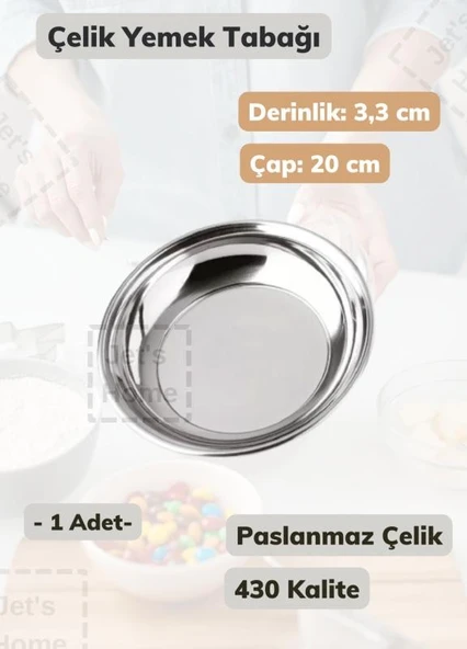Çelik Yemek Tabağı 20 cm Paslanmaz Çelik Tabak ürün görseli 1
