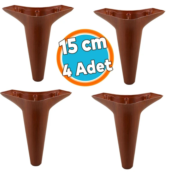 Mobilya Kanepe Koltuk Tv Ünitesi Baza Yükseltici Ayağı Ayakları 15 Cm Ahşap Desenli Kahverengi Ayak 4 Adet ürün görseli 1