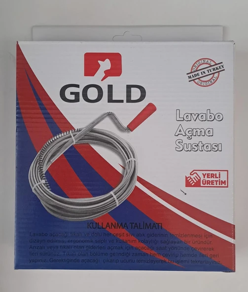 GOLD LAVABO VE GİDER BORULARI AÇAMA SUSTASI - KANAL AÇMA 3 METRE ürün görseli 1