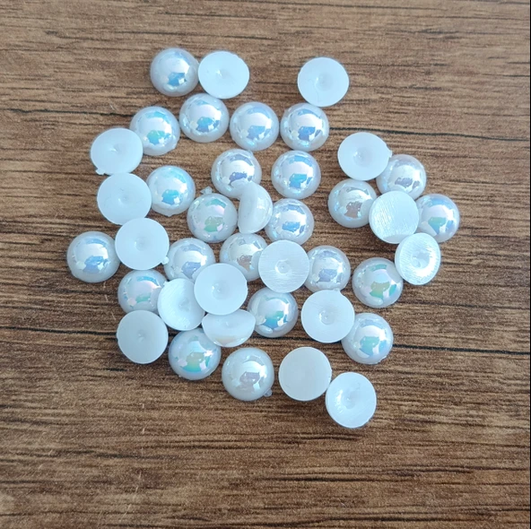 Dekoratif Yarım Inci 8mm Sedefli Beyaz 40 Adet Takı Süsleme ürün görseli 1