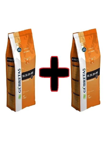 2 Adet Gübretaş 20.20.20+ME NPK Gübresi 1 Kg, Orijinal Paket ürün görseli 1