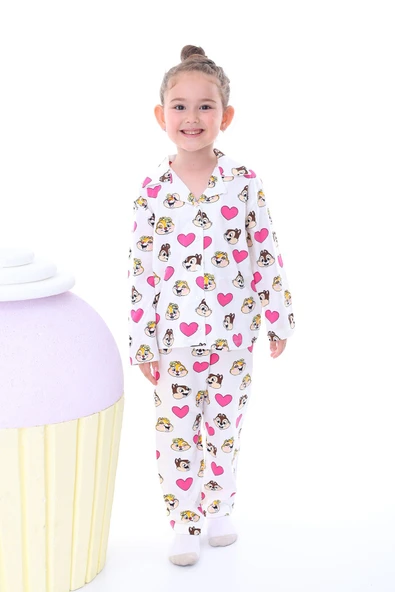 Sevimli Chip Dale Baskılı Düğmeli %100 Pamuk Kız Çocuk Pijama Takımı ürün görseli 1