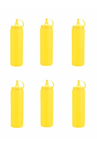 SPRENDA Titiz Sarı Plastik Sızdırmaz Kapaklı Fişek Sosluk 700 Ml X 6'lı Set ürün görseli 1