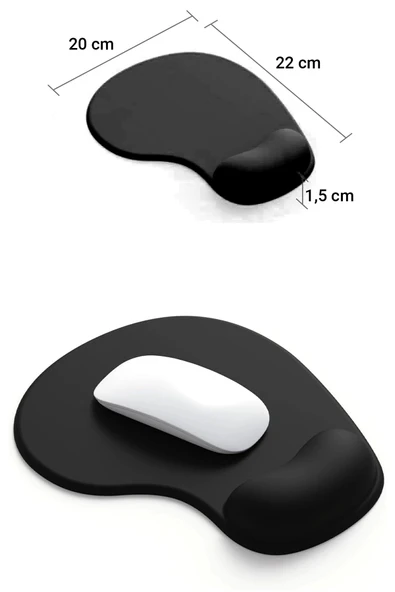 SonicTouch Bilek Destekli Siyah Damla Tipi Pürüzsüz Yüzey Dikişsiz Gamer Oyuncu Mouse Pad 20x22cm ürün görseli 1