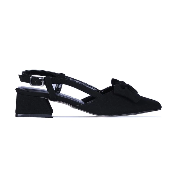 Scarletta S2 Siyah Saten 3Cm Kadın Topuklu Ayakkabı ürün görseli 1