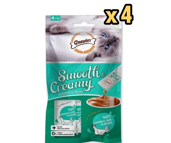 Gnawlers Krema Kedi Ödülü Tavuklu Ciğerli 4x15 Gr x 4 Adet ürün görseli 1