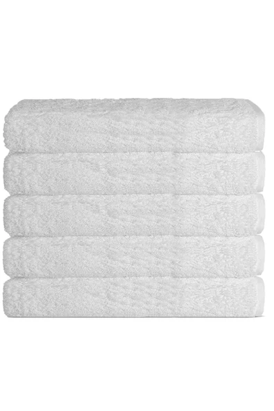 5 li Otel Banyo Havlusu %100 Pamuklu 90X150 Cm Beyaz 16/1 Aksoft 610 Gr ürün görseli 1