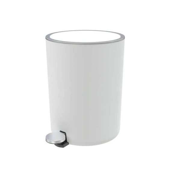 Primanova Lenox 5 Litre Beyaz Pedallı Çöp Kovası ürün görseli 1