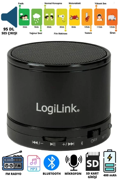 LogiLink SP0051 Bluetooth Hoparlör Speaker With Mp3 Player Siyah ürün görseli 1