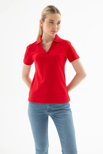FASHION FRIENDS KADIN POLO V YAKA T-SHİRT 25Y0603K1 ürün görseli 1