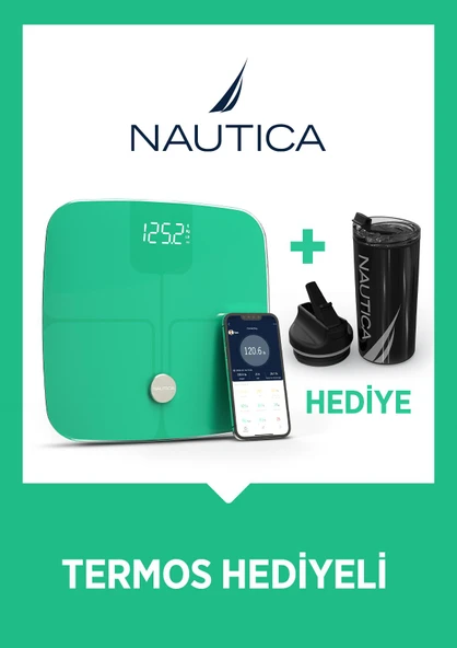 Nautica Vücut Analizli Smart Akıllı Bluetooth Tartı Baskül + Nautica 500 ml Termos Hediyeli ürün görseli 1