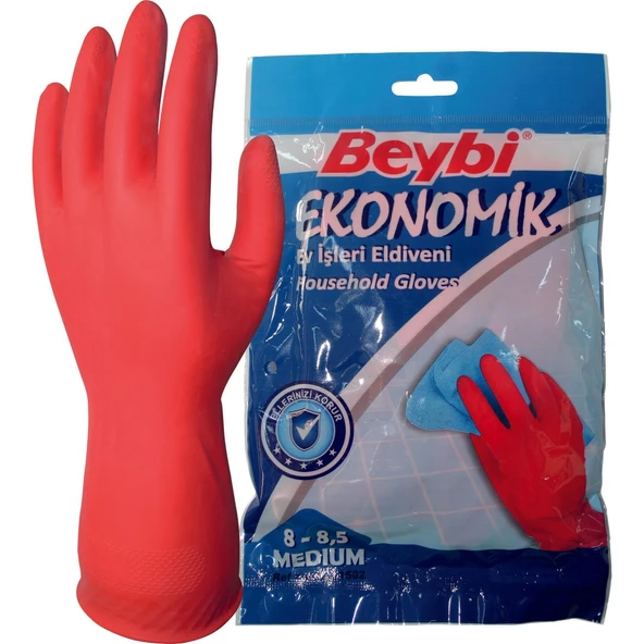 Beybi Ekonomik iş Ve Bulaşık Eldiveni 8-8,5 M Beden 5 Çift. ürün görseli 1