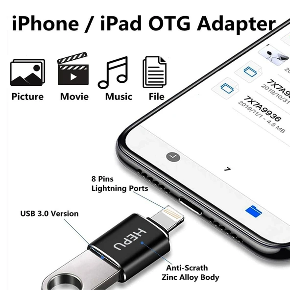 HEPU HP-Z03 USB-A to Lightning iPh Dönüştürücü Adaptör - Resim 2
