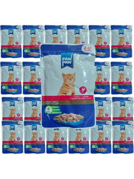 Paw Paw Jöle Içinde Tavuklu Yaş Yavru Kedi Maması 85 gr x 24 Adet ürün görseli 1