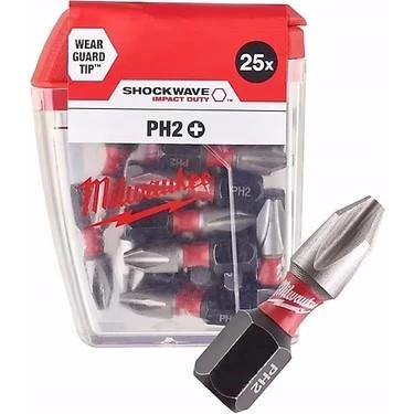 Milwaukee BİTS UÇ PH2 25mm 25Lİ PKT SHOCKWAVE ürün görseli 1