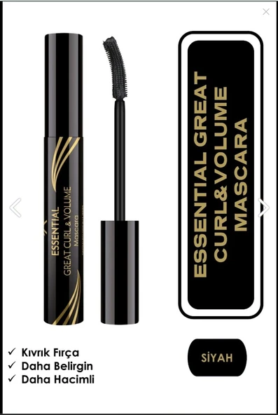Golden Rose Essential Great Curl & Volume Mascara - Black - Kıvrım Veren Maskara ürün görseli 1
