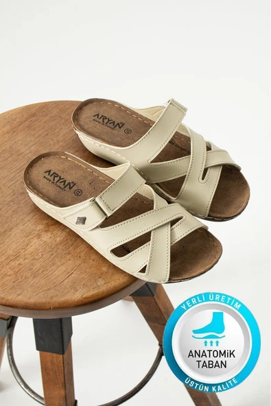 Albishoes Lisbon Kadın Cırtlı Çapraz Desenli Yumuşak Rahat Gün Boyu Konfor Günlük Kadın Terlik ürün görseli 1