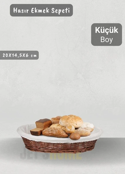 Hasır Ekmek Sepeti Oval Çok Amaçlı Sepet Yılbaşı Sepeti Küçük Boy 20 cm ürün görseli 1