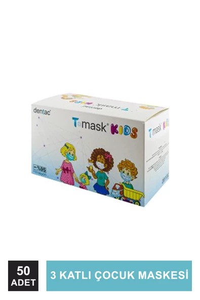 Dentac T-Mask 3 Katlı Çocuk Maskesi 50 Adet ürün görseli 1
