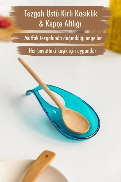 Akrilik Aquamarin Tezgah Üstü Kirli Kaşıklık & Kepçe Altlığı ürün görseli 1