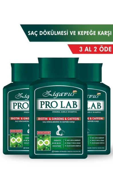 Zigavus Pro Lab Garlic Kepeğe ve Saç Dökülmesine Karşı Şampuan 3x300 ml ürün görseli 1