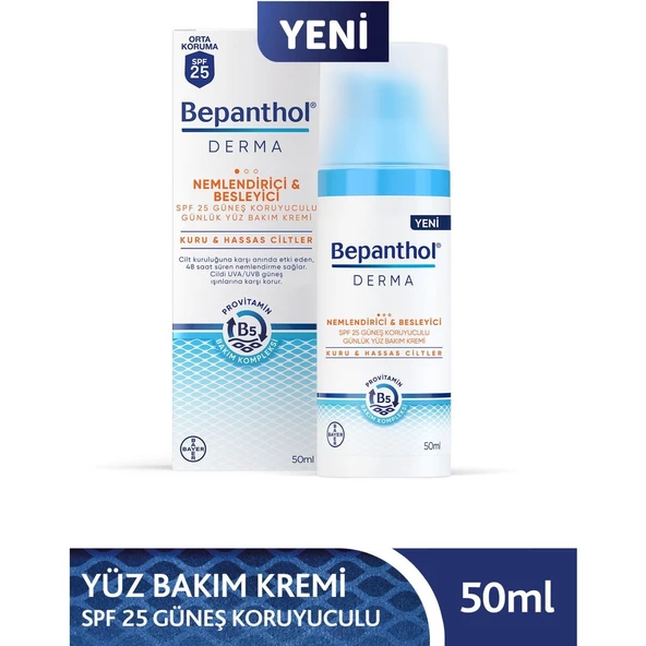 Bepanthol Derma Yüz Bakım Kremi Nemlendirici&Besleyici Spf 25 50 ml ürün görseli 1