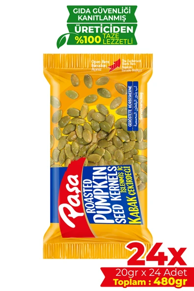 Paşa Kuruyemiş İşlenmiş İç Kabak Çekirdeği 20 gr x 24 Adet (480gr) ürün görseli 1