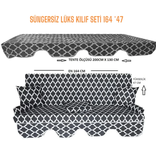 3 Kişilik Lüks Salıncak Kılıf Seti Süngersiz Karaçatı Desen 164x47 ürün görseli 1