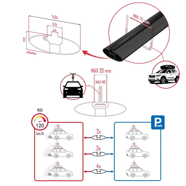 Ara Atkı Tavan Barı ACE-1 (2 Adet) - Resim 6