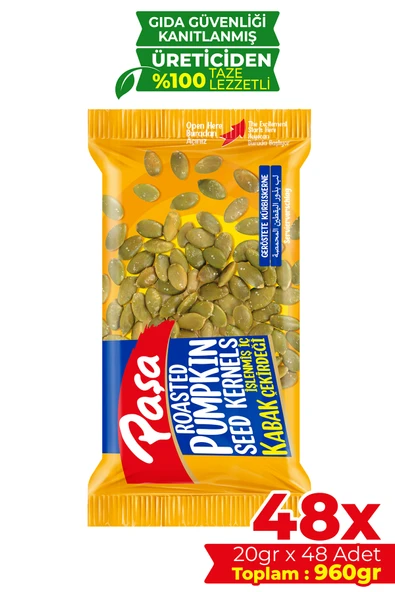Paşa Kuruyemiş İşlenmiş İç Kabak Çekirdeği 20 gr x 48 Adet (960gr) ürün görseli 1