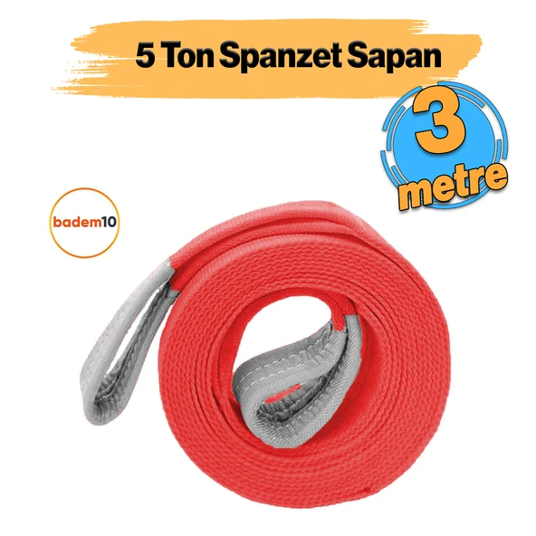 Sapan Polyester Spanzet 5 Ton 3 Metre Kırmızı Sağlam Yük Kaldırma Taşıma İndirme Halat ürün görseli 1
