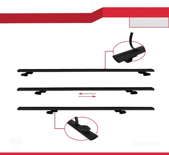 Ara Atkı Tavan Barı Basic Model 118cm Siyah (2 Adet) - Resim 4