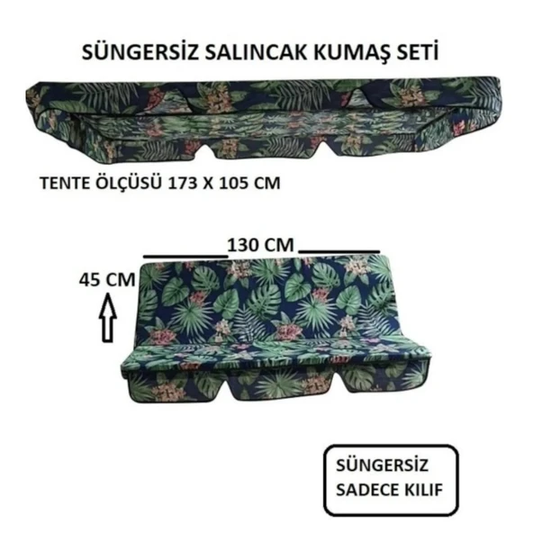 2 Kişilik Lüks Salıncak Kılıf Seti Süngersiz Yaprak Desen 130x45 ürün görseli 1