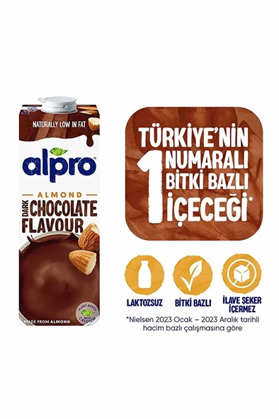 ALPRO Bitter Çikolata Badem Sütü 1 L Vegan Laktozsuz Bitkisel Bazlı ürün görseli 1