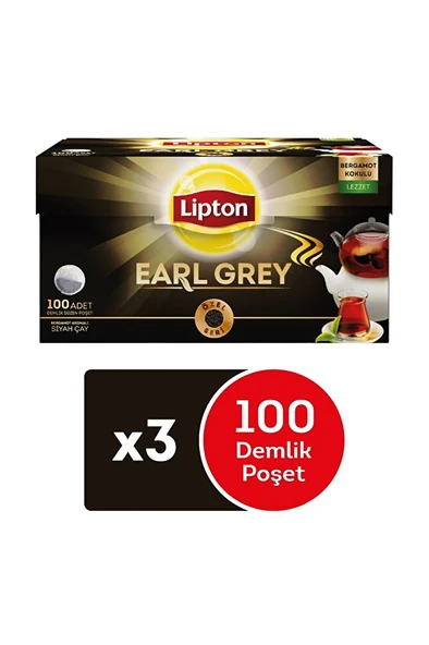 LİPTON Earl Grey Demlik Poşet Çay 100lü 3 Adet ürün görseli 1