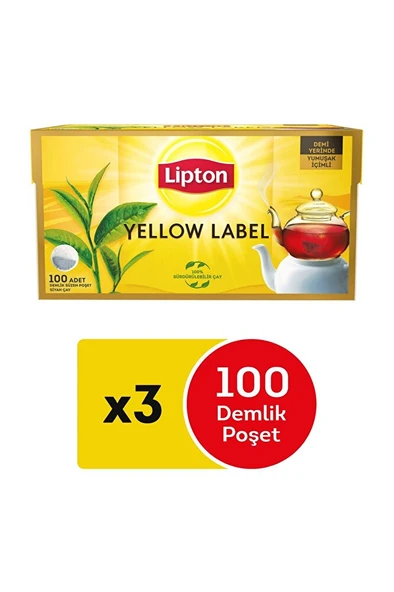 LİPTON Yellow Label Demlik Poşet Çay 100'lü X 3 Adet ürün görseli 1