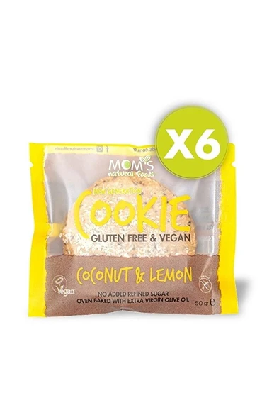 Mom's 6'lı Glutensiz Vegan Limon & Hindistan Cevizi Cookie (6 Ad) ürün görseli 1