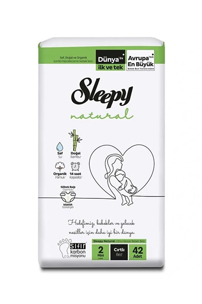 SLEEPY Natural No: 2 Cırtlı Bebek Bezi 42 Adet ürün görseli 1