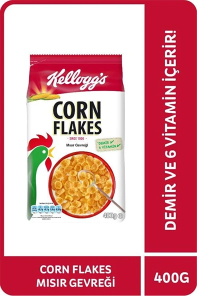 KELLOGG'S Corn Flakes Kahvaltılık Mısır Gevreği 400 Gr,lif Kaynağı,demir Ve 6 Vitamin Içerir ürün görseli 1