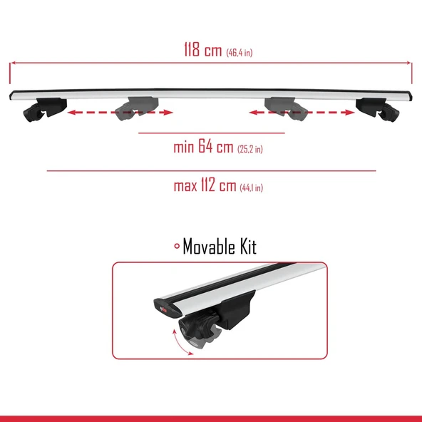 Ara Atkı Tavan Barı Hook Model 140cm Gri (2 Adet) - Resim 3