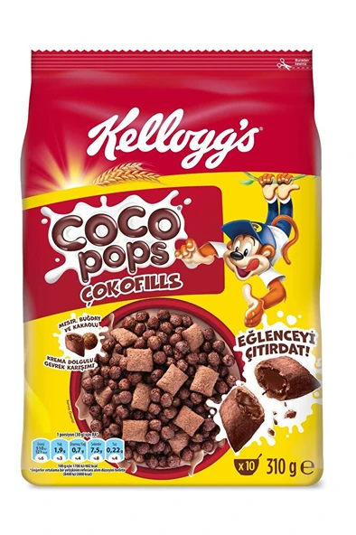 KELLOGG'S Coco Pops Çokofills Kakaolu Krema Dolgulu Tahıl Gevreği 310 Gr, Kahvaltılık Gevrek, Mısır Gevreği ürün görseli 1