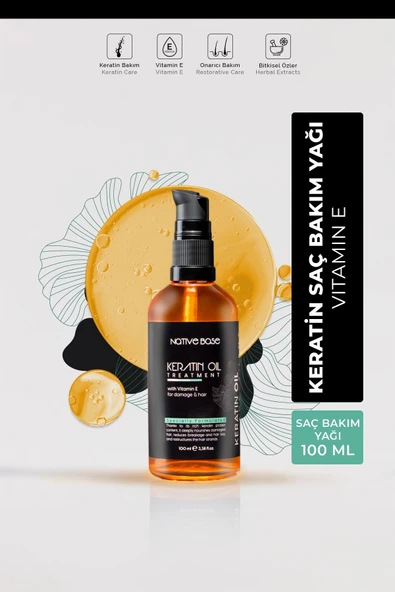 NATİVE BASE Yanmış ve Aşırı Yıpranmış Saçlar İçin Keratin Yağı 100 Ml ürün görseli 1