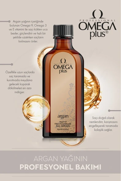OMEGA PLUS Argan Saç Bakım Yağı 95 ml - Doğal Işıltı Ve Onarıcı Bakım ürün görseli 1