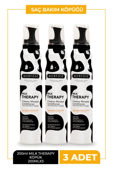 MORFOSE Milk Therapy Saç Köpüğü 200 ml 3 Adet - Isıyı Karşı Koruma, Nemlendirme ürün görseli 1