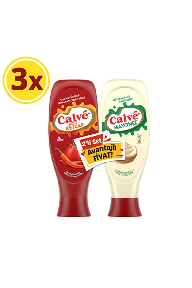 CALVE Acılı Ketçap 610 G Mayonez Yağı Azaltılmış 540 G 2'li Set X3 Adet ürün görseli 1