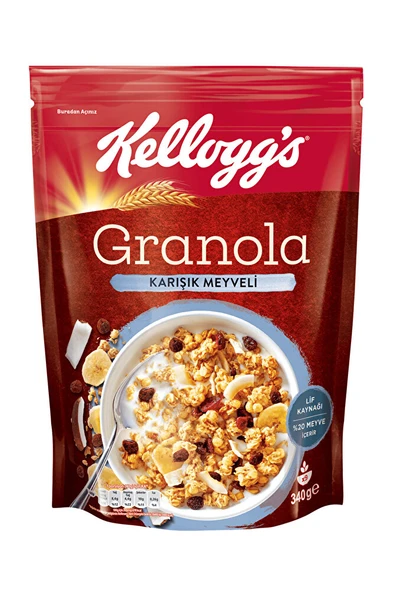 Karışık Meyveli Granola 340 Gr,%45 Yulaf Içerir,lif Kaynağı,%20 Kurutulmuş Meyve ürün görseli 1